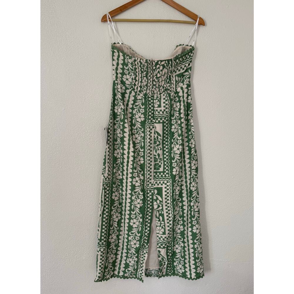 NWT Lulus Brigita Green Floral Strapless Column Midi Dress Size Large - Picture 5 of 9